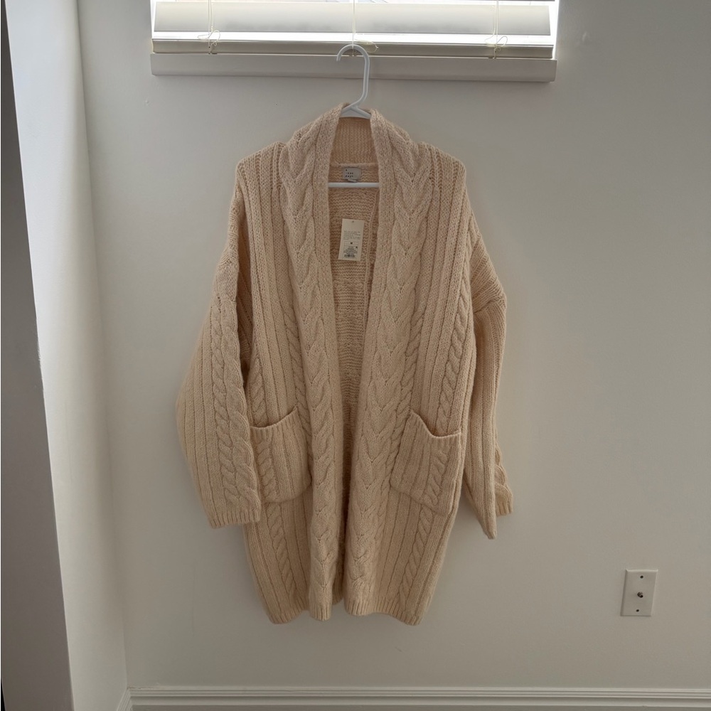 Women's Round Neck Cable Knit Cardigan Sweater - A New Day